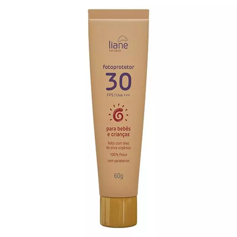 Fotoprotetor FPS30 UVA Físico Óleo de Oliva Orgânico Infantil 60g Liane