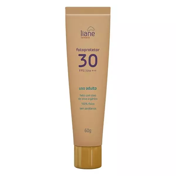 Fotoprotetor FPS30 UVA Físico com Óleo de Oliva Orgânico Adulto 60g Liane Fotoprotetor FPS30 UVA Físico com Óleo de Oliva Orgânico Adulto 60g Liane