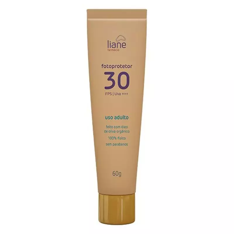 Fotoprotetor FPS30 UVA Físico com Óleo de Oliva Orgânico Adulto 60g Liane 