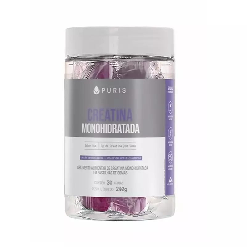 Creatina Monohidratada em Gomas 240g (30 unidades)  Sabor Uva  Puris